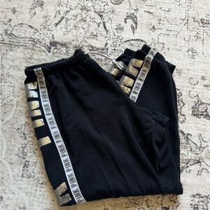 PINK Victoria's Secret Black Women’s Jogger Pants with Silver Accent